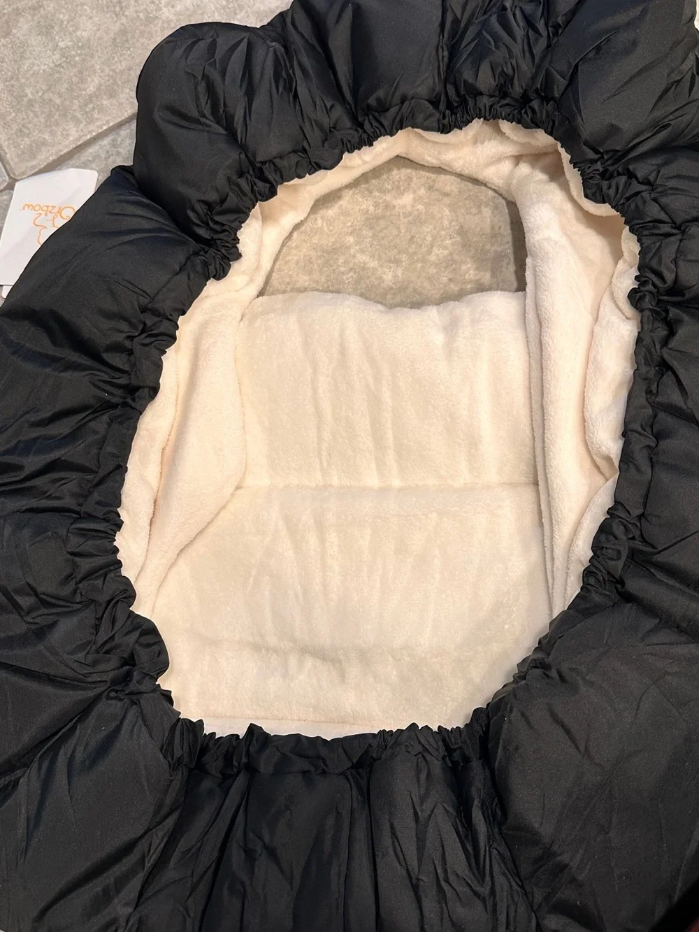 Black Baby Car Seat Cover with Cream Fleece Lining